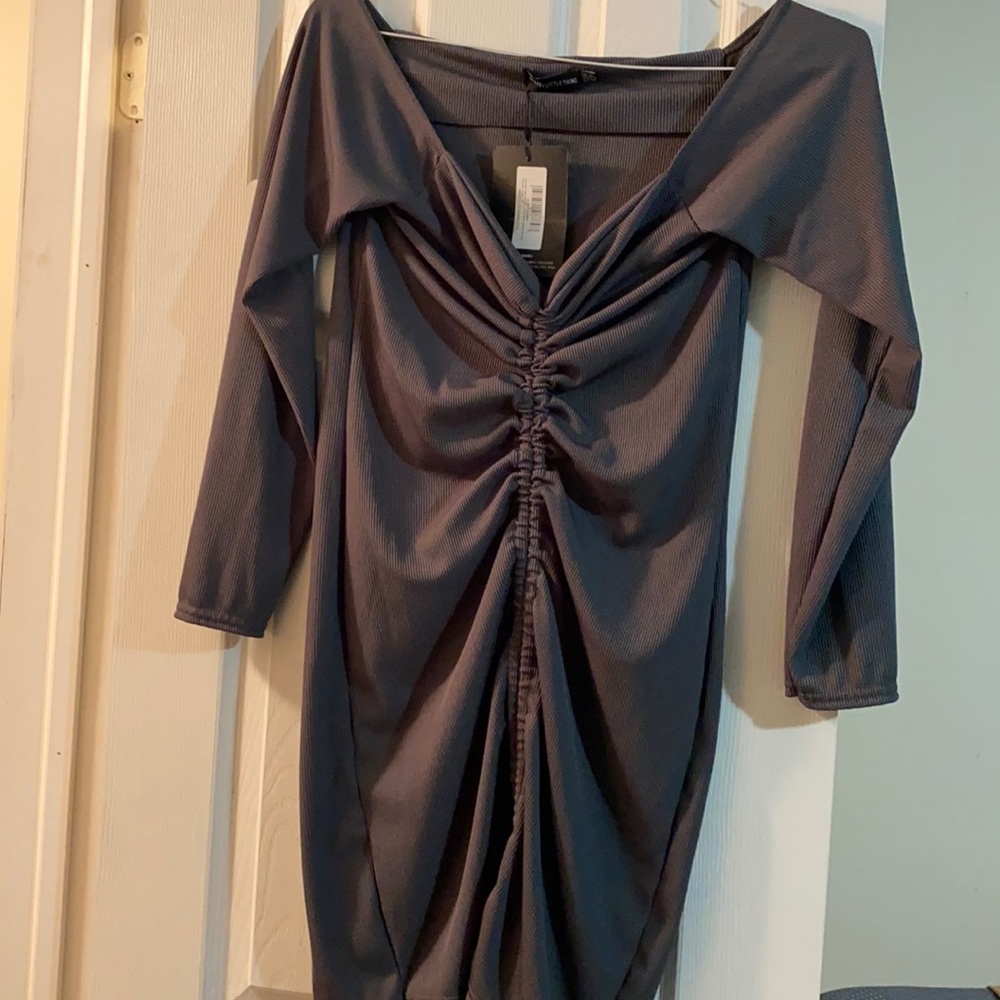 Gray Off the shoulder PLT dress
